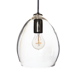 Hand Blown Clear Glass Pendant Light- Black 1 small