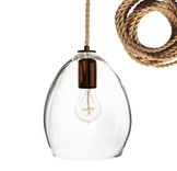 Hand Blown Rustic Ship Rope Clear Glass Pendant Light 1 small