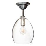 8" Hand Blown Clear Glass Pendant Light- Nickel Downrod 1 small