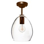 8" Hand Blown Clear Glass Pendant Light- Bronze Downrod 1 small