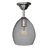 Hand Blown Smoke Grey Glass Pendant Light- Nickel Downrod 1 small