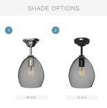 Hand Blown Smoke Grey Glass Pendant Light- Nickel Downrod 2 small