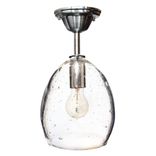 Hand Blown Seeded Glass Pendant Light- Nickel Downrod 1 small