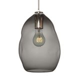 Bubble Smoke Grey Hand Blown Glass Pendant Light- Nickel 1 small