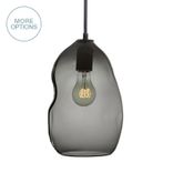 Bubble Smoke Grey Hand Blown Glass Pendant Light- Black 1 small
