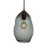 Bubble Smoke Grey Hand Blown Glass Pendant Light- Black 2 small