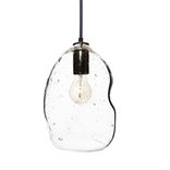 Bubble Seeded Hand Blown Glass Pendant Light- Black 1 small