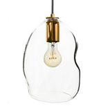 Bubble Clear Hand Blown Glass Pendant Light- Brass 1 small