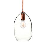 Bubble Clear Hand Blown Glass Pendant Light- Copper 1 small
