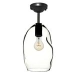 11" Bubble Hand Blown Glass Pendant Light- Black Downrod 1 small