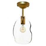 11" Bubble Hand Blown Glass Pendant Light- Brass Downrod 1 small