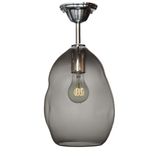 11" Bubble Smoke Grey Hand Blown Glass Pendant Light- Nickel Downrod 1 small