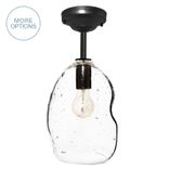 11" Bubble Seeded Hand Blown Glass Pendant Light- Downrod 1 small