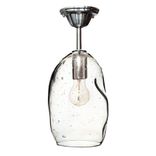 11" Bubble Seeded Hand Blown Glass Pendant Light- Nickel Downrod 1 small