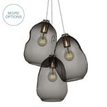 11" Bubble Smoke Grey Hand Blown Glass Cascade Pendant Chandelier 1 small