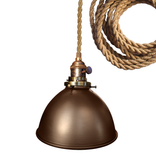 Factory 7" Metal Shade Bare Bulb Pendant Light- Ship Rope Cord 1 small