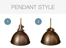 Factory 7" Metal Shade Bare Bulb Pendant Light- Ship Rope Cord 2 small