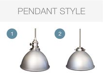 Factory 7" Metal Shade Bare Bulb Pendant Light- Chrome Cord 2 small