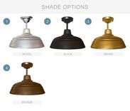 Farmhouse 14" Metal Shade Pendant Light- Brass Downrod 2 small