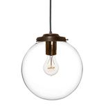 8" Clear Blown Glass Globe Pendant Light- Bronze 1 small