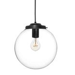 8" Clear Blown Glass Globe Pendant Light- Black 1 small