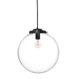 16" Clear Blown Glass Globe Chandelier Pendant Light- Black 1 small