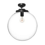 16" Clear Blown Glass Globe Flushmount Light- Black 1 small