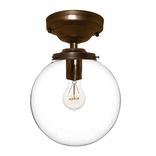 8" Clear Blown Glass Globe Flushmount Light- Bronze 1 small
