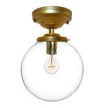 8" Clear Blown Glass Globe Flushmount Light- Brass 1 small