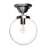 8" Clear Blown Glass Globe Flushmount Light- Nickel 1 small