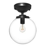 8" Clear Blown Glass Globe Flushmount Light- Black 1 small