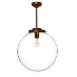 16" Clear Blown Glass Globe Downrod Pendant Light- Bronze 1 small