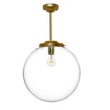 16" Clear Blown Glass Globe Downrod Pendant Light- Brass 1 small