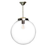 16" Clear Blown Glass Globe Downrod Pendant Light- Nickel 1 small
