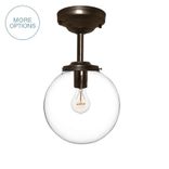 8" Clear Blown Glass Globe Downrod Pendant Light- Black 1 small