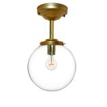 8" Clear Blown Glass Globe Downrod Pendant Light- Brass 1 small