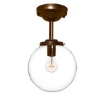 8" Clear Blown Glass Globe Downrod Pendant Light- Bronze 1 small