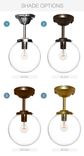 8" Clear Blown Glass Globe Downrod Pendant Light- Bronze 2 small