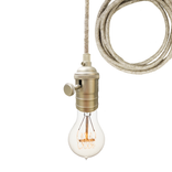 Sweater Cloth Cord & Nickel Bare Bulb Pendant Light 1 small
