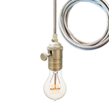Brushed Nickel Bare Bulb Pendant Light- Chrome Cord 1 small
