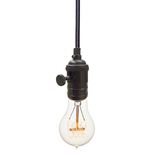 Bare Bulb & Cloth Cord Pendant Light- Black 1 small
