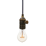 Bare Bulb & Cloth Cord Pendant Light- Bronze 1 small