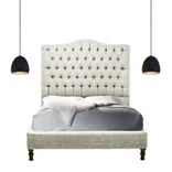 Custom Upholstered Tufted Platform Bed- Hemp, Cotton, Linen, Or Velvet 1 small