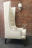 Custom Tufted Linen Wingback Arm Chair 4 small