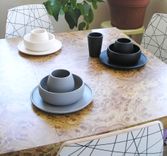 Matte Porcelain Usa Made 9" Dinner Plate- Grey 5 small