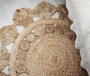 Hand Woven Doily Crochet Round Hemp Area Rug 5 small