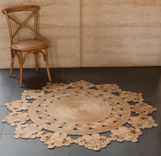 Hand Woven Doily Crochet Round Hemp Area Rug 3 small