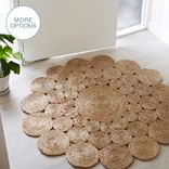 Handmade Crochet Natural Hemp Rag Round Rug 1 small