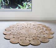 Handmade Crochet Natural Hemp Rag Round Rug 5 small