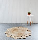Handmade Crochet Natural Hemp Round Rug 2 small